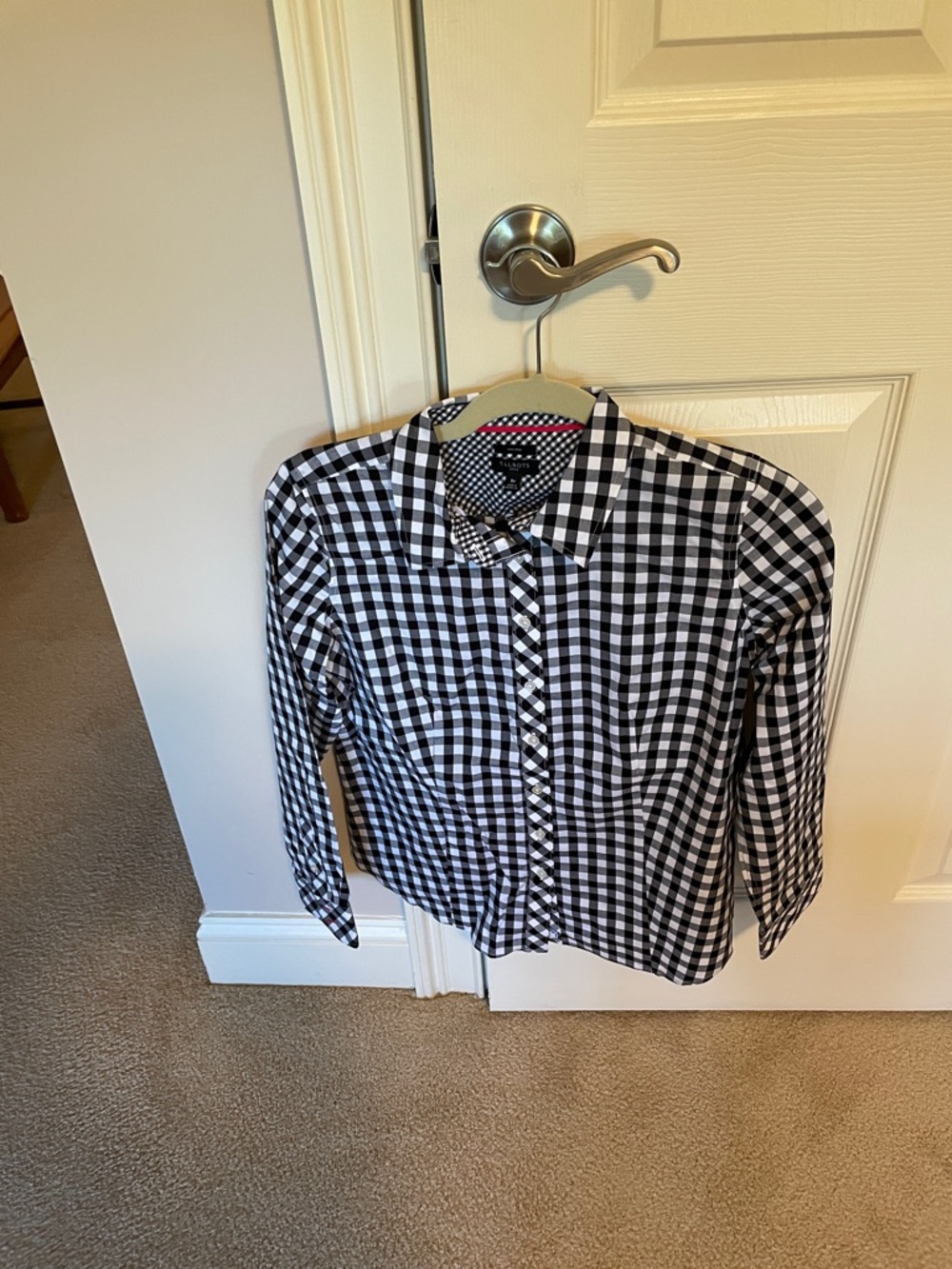Talbots Black and White Gingham Button-Down Shirt